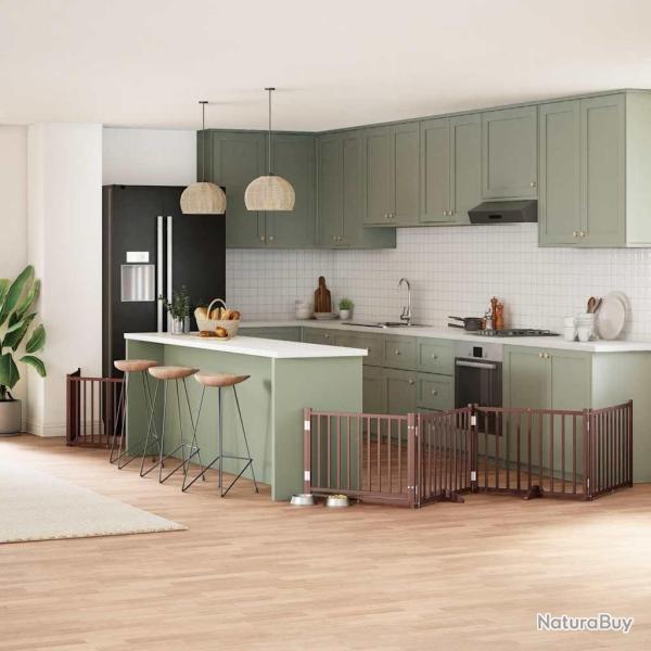 Barri�re pour chien porte pliable 10 panneaux bois de peuplier