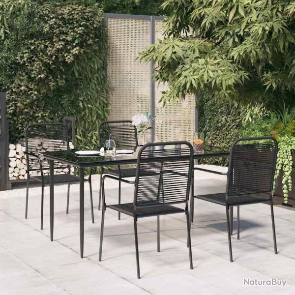 Ensemble � manger de jardin 5 pcs Noir Corde de coton et acier