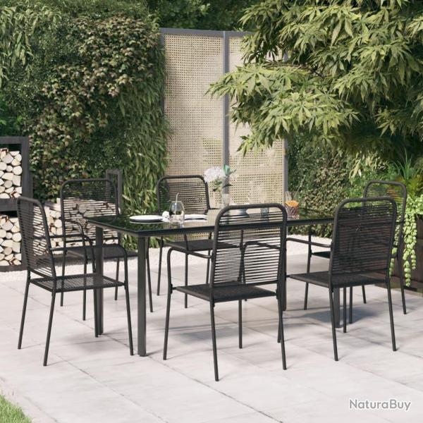 Ensemble � manger de jardin 7 pcs Noir Corde de coton et acier