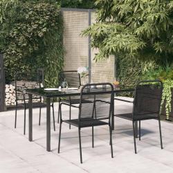 Ensemble &agrave; manger de jardin 5 pcs Noir Corde de coton et acier