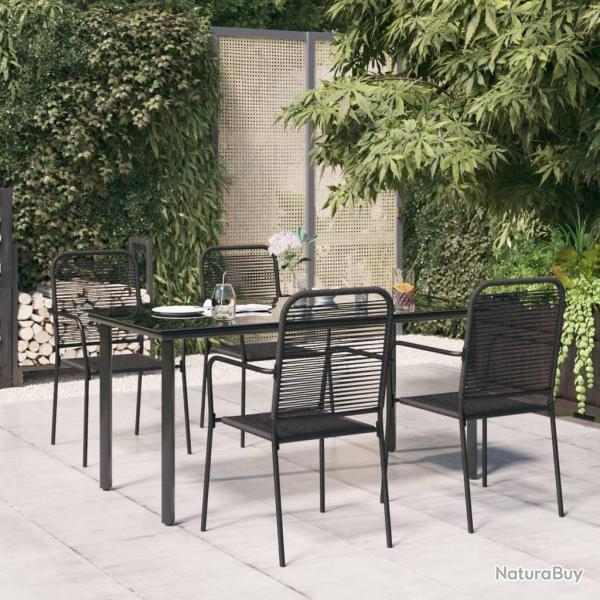 Ensemble � manger de jardin 5 pcs Noir Corde de coton et acier