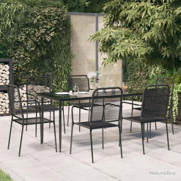 Ensemble � manger de jardin 7 pcs Noir Corde de coton et acier