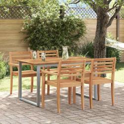 Table de Jardin Gris 140 x 80 x 75 cm Bois d'Acacia Massif