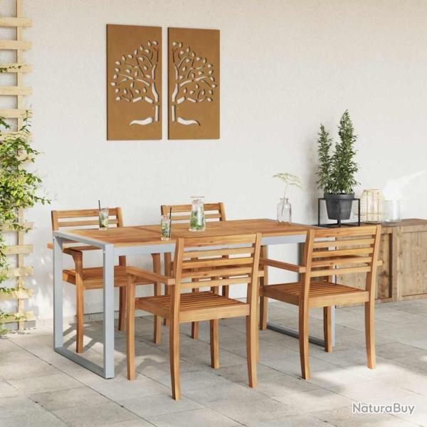 Table de Jardin Gris 160 x 80 x 75 cm Bois d'Acacia Massif