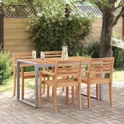 Table de Jardin Gris 140 x 80 x 75 cm Bois d'Acacia Massif