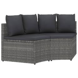 Salon de jardin 2 pcs avec coussins R&eacute;sine tress&eacute;e Gris
