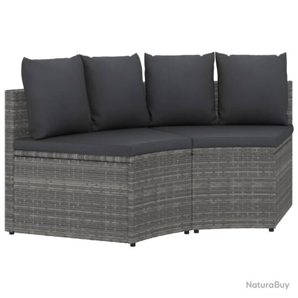 Salon de jardin 2 pcs avec coussins R�sine tress�e Gris