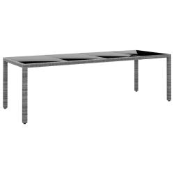 Table de jardin 250x100x75 cm Verre tremp&eacute; et R&eacute;sine tress&eacute;e