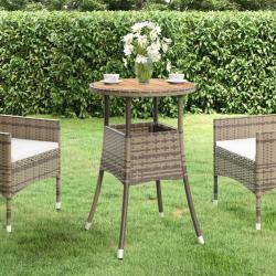 Table de jardin &Oslash;60x75 cm Acacia et r&eacute;sine tress&eacute;e Gris