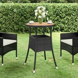 Table de jardin &Oslash;60x75 cm Acacia et r&eacute;sine tress&eacute;e Noir
