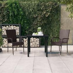 Ensemble &agrave; manger de jardin 3 pcs Marron et noir