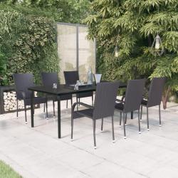 Ensemble &agrave; manger de jardin 7 pcs Noir