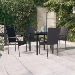 Ensemble &agrave; manger de jardin 5 pcs Noir