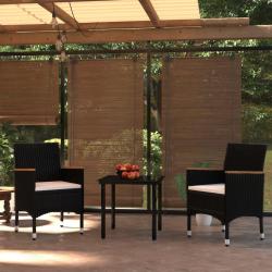 Ensemble &agrave; manger de jardin avec coussins 3 pcs noir