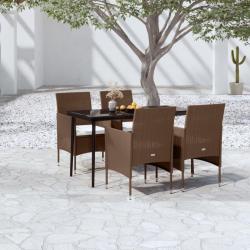 Ensemble &agrave; manger de jardin coussins 5 pcs Marron/noir