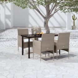 Ensemble &agrave; manger de jardin coussins 5 pcs Beige/noir