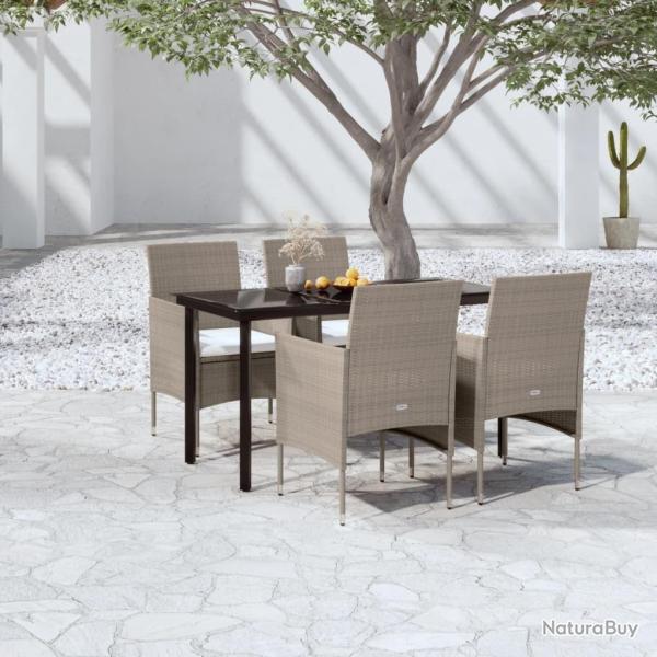 Ensemble � manger de jardin coussins 5 pcs Beige/noir