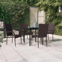 Ensemble &agrave; manger de jardin 5 pcs Marron et noir