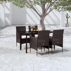 Ensemble &agrave; manger de jardin avec coussins 5 pcs Noir