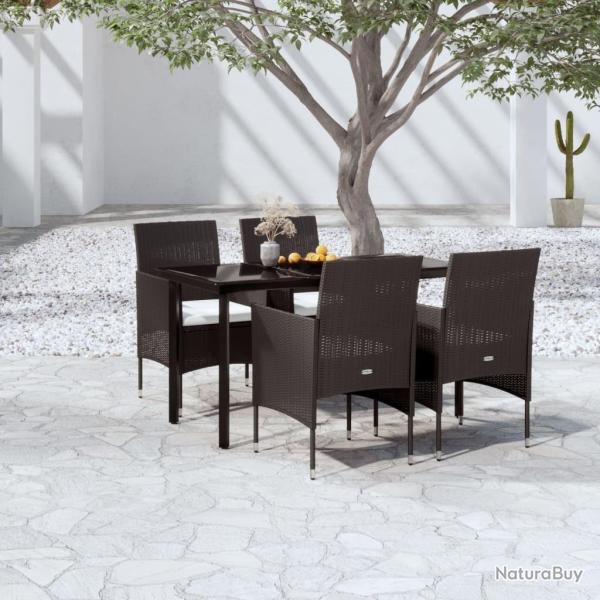 Ensemble � manger de jardin avec coussins 5 pcs Noir