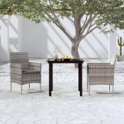 Ensemble &agrave; manger de jardin et coussins 3 pcs Gris et noir