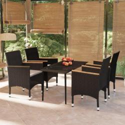 Ensemble &agrave; manger de jardin avec coussins 5 pcs Noir