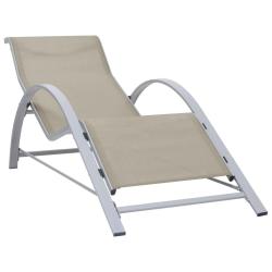 Chaise longue textil&egrave;ne et aluminium cr&egrave;me