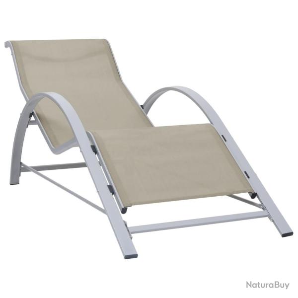 Chaise longue textil�ne et aluminium cr�me