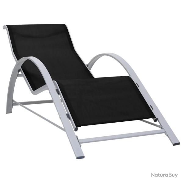 Chaise longue textil�ne et aluminium noir