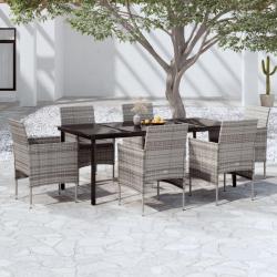 Ensemble &agrave; manger de jardin coussins 7pcs Gris et noir