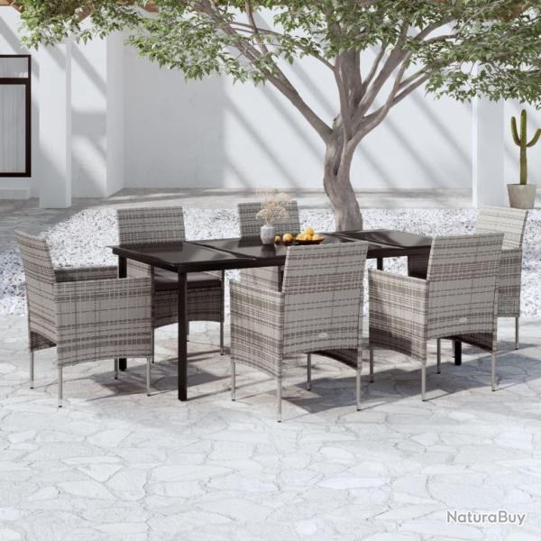 Ensemble � manger de jardin coussins 7pcs Gris et noir
