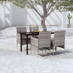 Ensemble &agrave; manger de jardin et coussins 5pcs Gris/noir