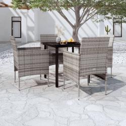 Ensemble &agrave; manger de jardin et coussins 5pcs Gris/noir