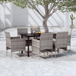 Ensemble &agrave; manger de jardin coussins 7pcs Gris et noir