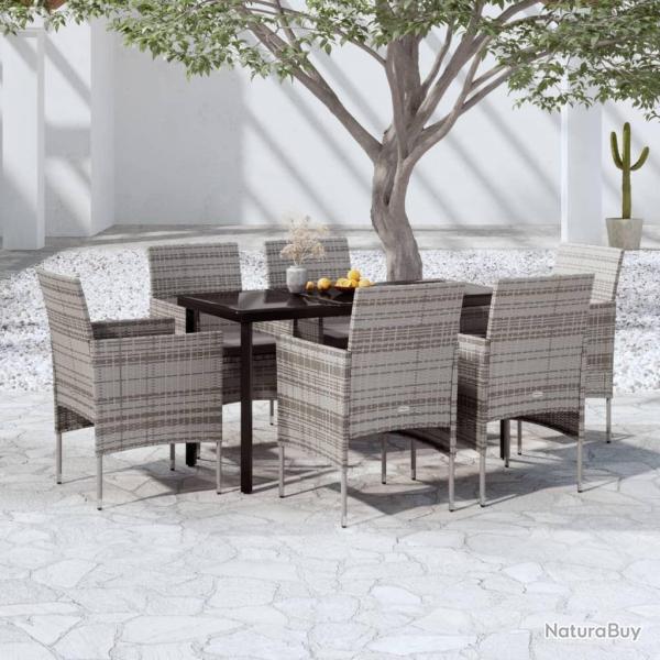 Ensemble � manger de jardin coussins 7pcs Gris et noir