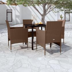 Ensemble &agrave; manger de jardin coussins 5 pcs Marron/noir