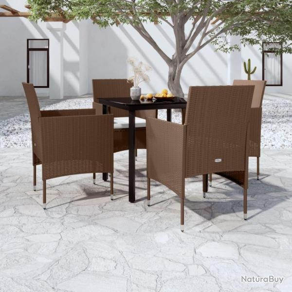 Ensemble � manger de jardin coussins 5 pcs Marron/noir