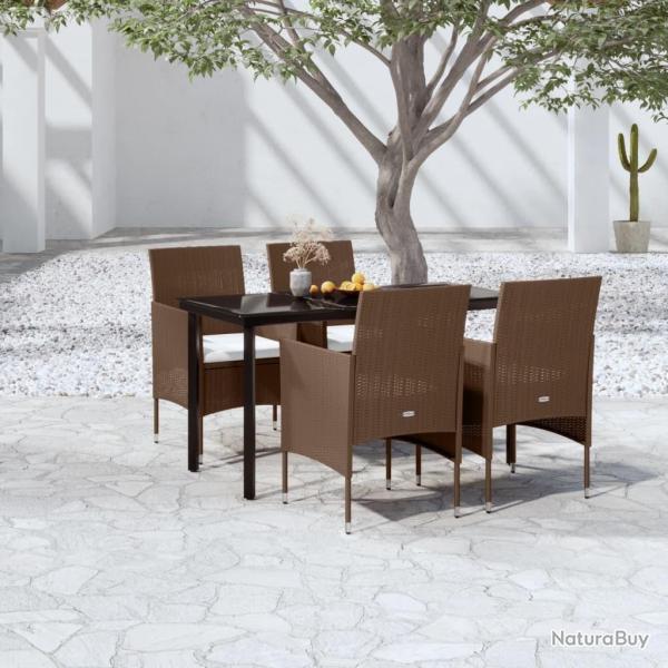 Ensemble � manger de jardin coussins 5 pcs Marron/noir