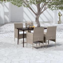 Ensemble &agrave; manger de jardin coussins 5 pcs Beige/noir