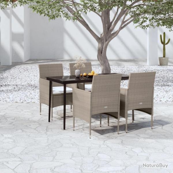 Ensemble � manger de jardin coussins 5 pcs Beige/noir