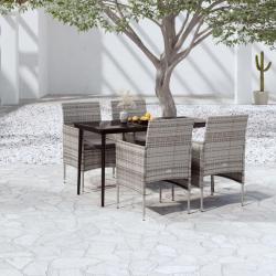 Ensemble &agrave; manger de jardin et coussins 5pcs Gris/noir