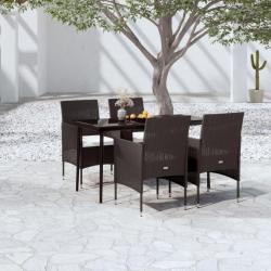 Ensemble &agrave; manger de jardin avec coussins 5 pcs Noir