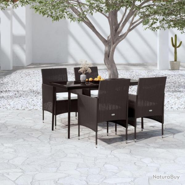 Ensemble � manger de jardin avec coussins 5 pcs Noir