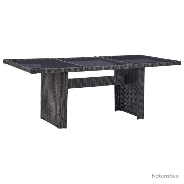 Table � manger Noir 200x100x74 cm Verre et r�sine tress�e