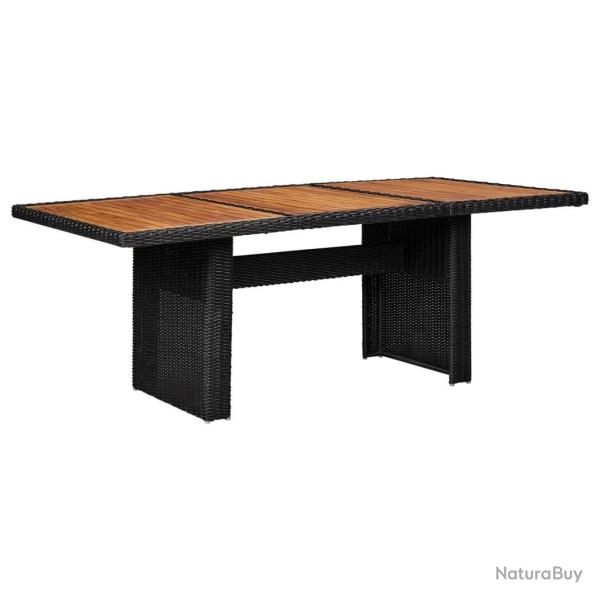 Table � manger de jardin Noir 200x100x74 cm R�sine tress�e
