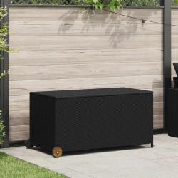 Bo&icirc;te de rangement de jardin noir 120x65x61 cm r&eacute;sine tress&eacute;e