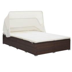 Transat &agrave; 2 places avec coussin R&eacute;sine tress&eacute;e Marron