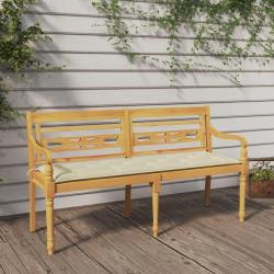 Banc Batavia avec coussin cr&egrave;me 150 cm Bois de teck massif