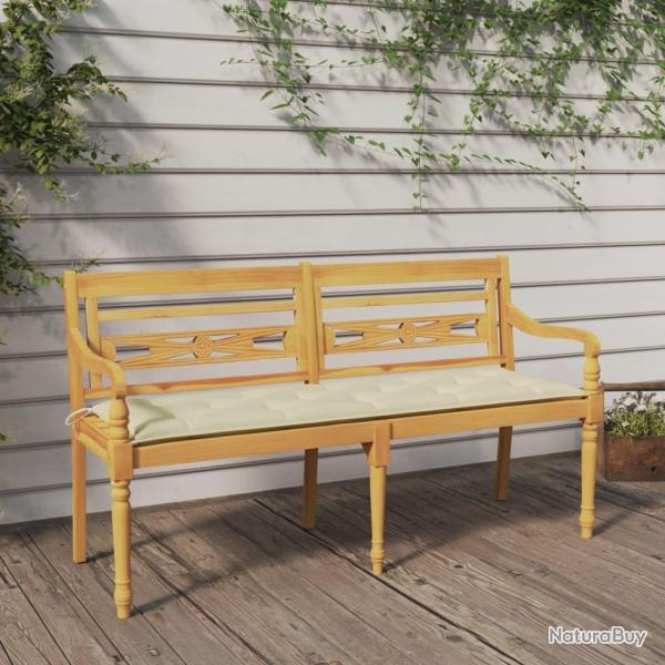 Banc Batavia avec coussin cr�me 150 cm Bois de teck massif