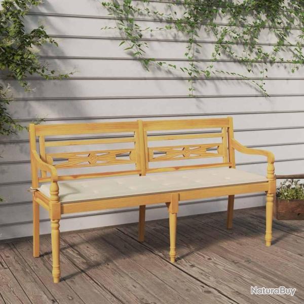 Banc Batavia avec coussin cr�me 150 cm Bois de teck massif